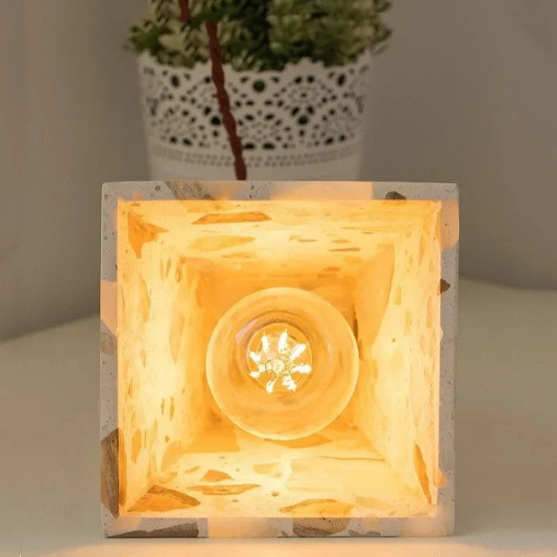 Afralia™ Terrazzo Stone LED Pendant Lamp with Copper Knob Switch