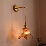 Amber Glass LED Wall Lamps for Living Room and Bathroom Mirror Lighting