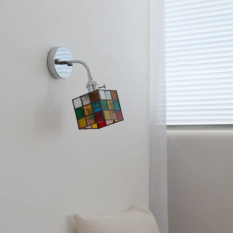 Afralia™ Modern Colorful Glass Wall Sconce with Pull Chain for Aisle Living Room