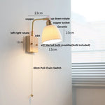 Walnut Brass Ceramic LED Wall Sconce | Modern Nordic Rotatable Stair Light