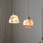 Afralia™ Conch Glass LED Pendant Light Fixture Tiffany Children Dining Room Hang Lamp