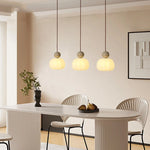 Wabi Sabi Yellow Travertine LED Pendant Lamp Wood Hanging Lights