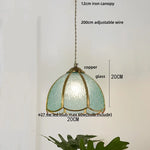 Blue Glass LED Pendant Light: Modern Nordic Tiffany Hanging Lamp for Bedroom & Dining Room