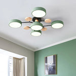 Modern LED Ceiling Lamp - Wood Round Ceiling Lights Macaron Chandelier