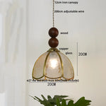 Afralia™ Copper LED Pendant Lamp Wood Globe Glass Nordic Modern Tiffany Hanging Lights