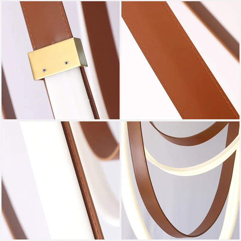 Designer Leather Chandelier Belt Pendant Light for Modern Spaces