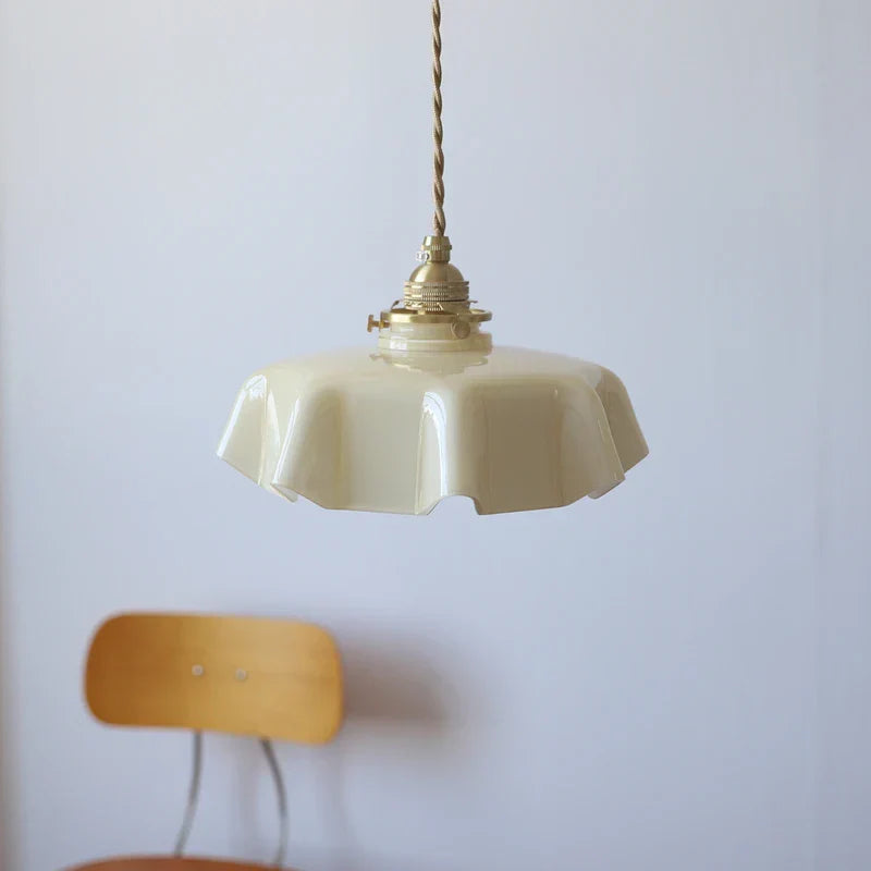 Yellow Glass LED Pendant Light: Modern Nordic Hanging Lamp for Dining Room & Kitchen