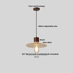 Afralia™ Japan Style Wood LED Pendant Light Fixture Clear Glass Adjustable Hanging Lamp