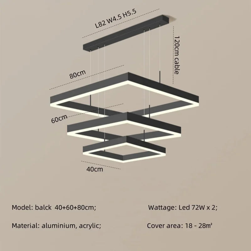 Modern Straight Pendant LED Light - Minimalist Painted Aluminium Chandelier