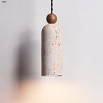 LED Pendant Lamp Yellow Travertine Wood Hanging Light Fixture Luminaire