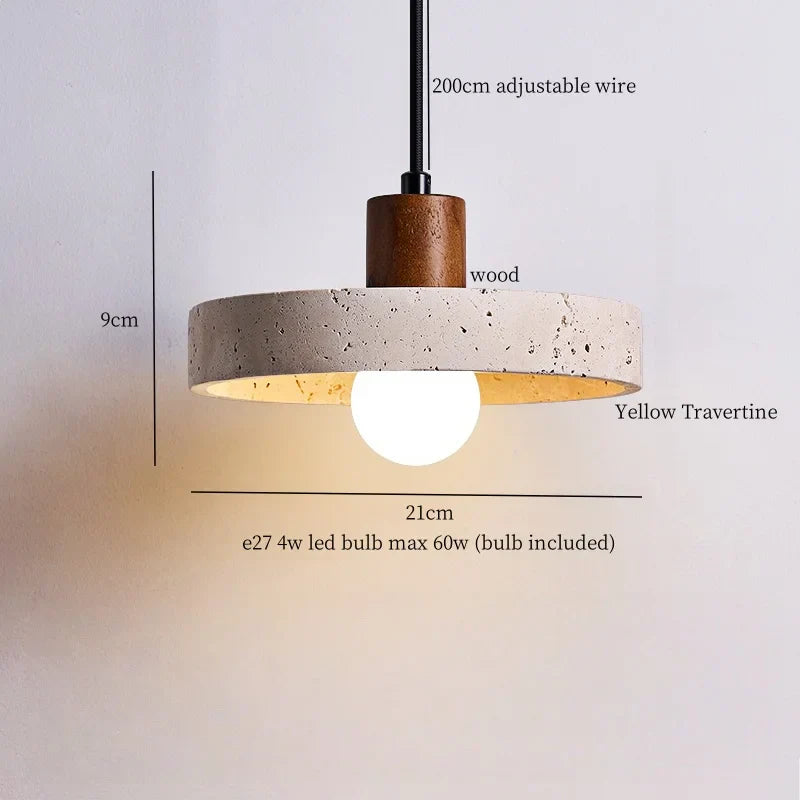 Afralia™ Yellow Travertine LED Pendant Lamp for Modern Living Room Decor