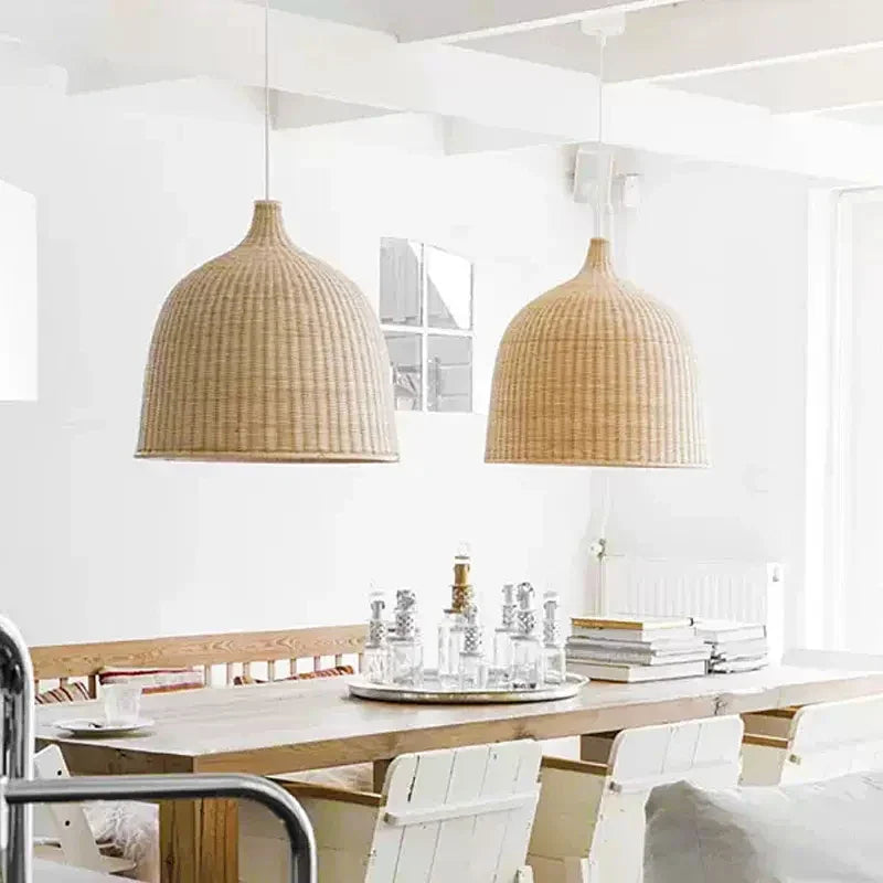 Bamboo Weaving LED Pendant Lights for Home Decor and Dining Room