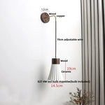 Ceramic Wood Wall Sconce LED Light with Pull Chain Switch - Modern Nordic Style