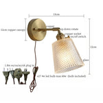 Clear Brass Glass LED Wall Lamp Pull Chain for Living Room Bedroom Loft