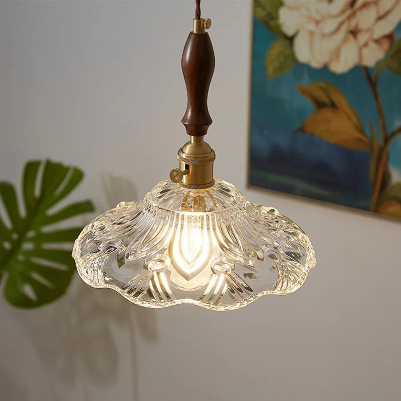 LED Pendant Lamp Elegant Copper Glass Modern Style Hanging Light Fixtures