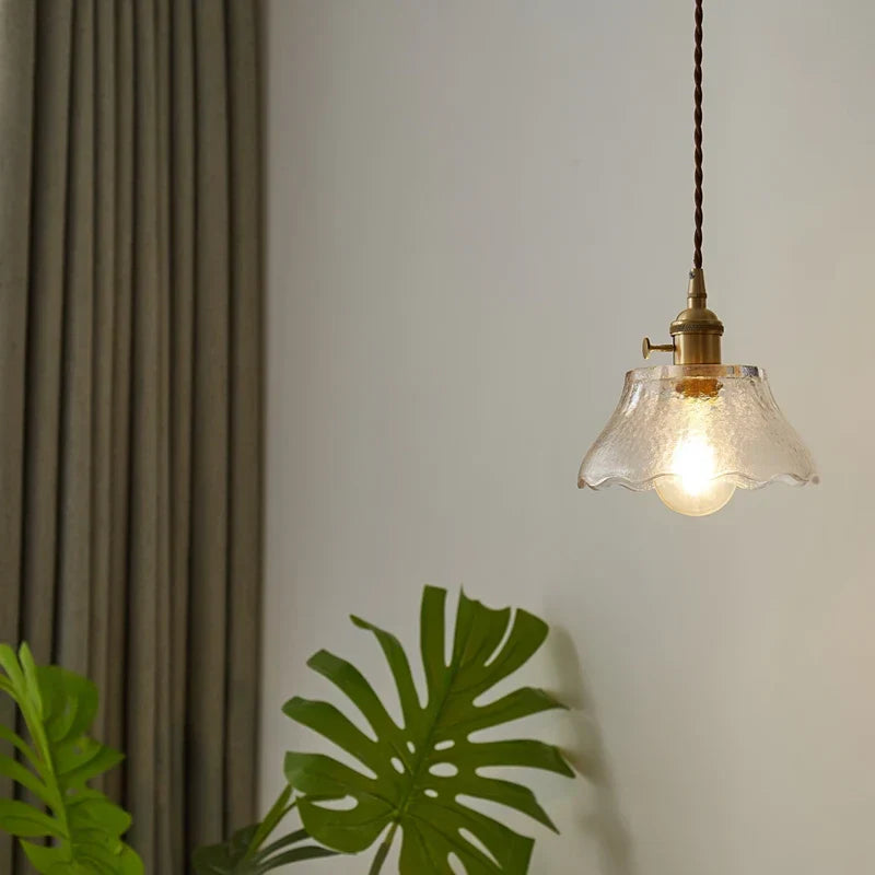 Copper Glass LED Pendant Lamp for Dining Living Room Bedroom Bar Nordic Style Hnaging Light