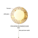 Terrazzo Stone Glass LED Wall Light Fixture with Pull Chain Switch