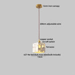 Afralia™ Terrazzo Stone Glass Ball LED Pendant Light Fixture - Nordic Modern Design