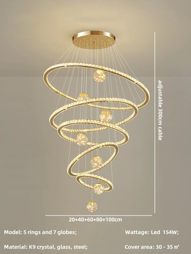 Modern LED Pendant Lights Chandelier for Foyer, Villa, and Stairs