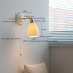 Afralia™ Copper Ceramic LED Wall Light with Pull Chain Switch for Living Room Decor.
