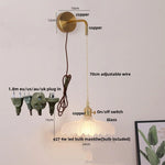 Glass Copper LED Wall Sconce | Pull Chain Switch | Adjustable Bathroom Light