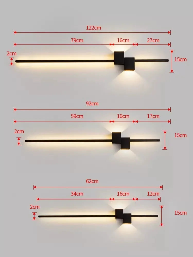 Modern Minimalist Strip Lighting: Aluminum Bedroom Living Room Wall Lamp