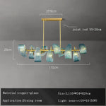 Blue Glass Flower Ceiling Chandelier Copper Hanging Lamps