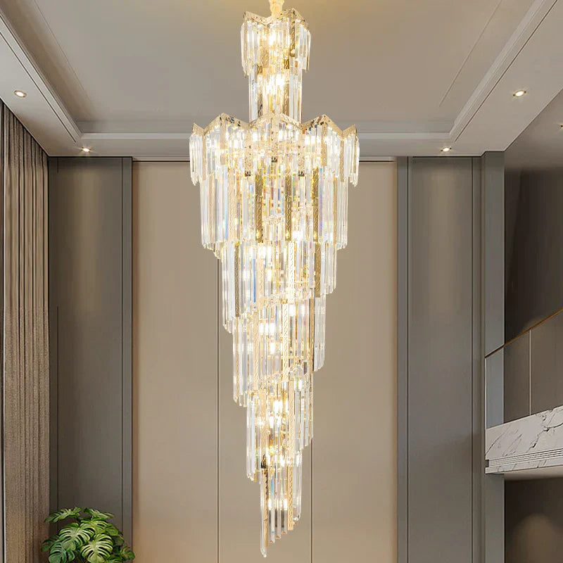 Crystal Chandelier: European Villa Hotel Luxury Hollow Building Middle Floor Lighting
