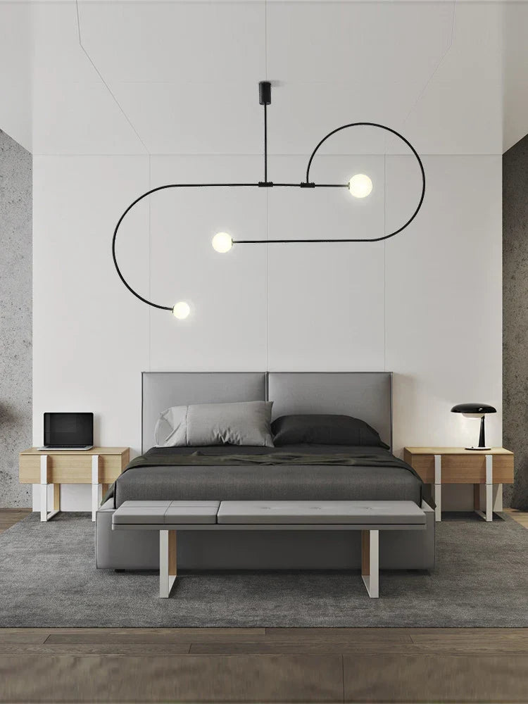 Arc Line Chandelier: Nordic Suspension Pendant for Living Dining Room Kitchen