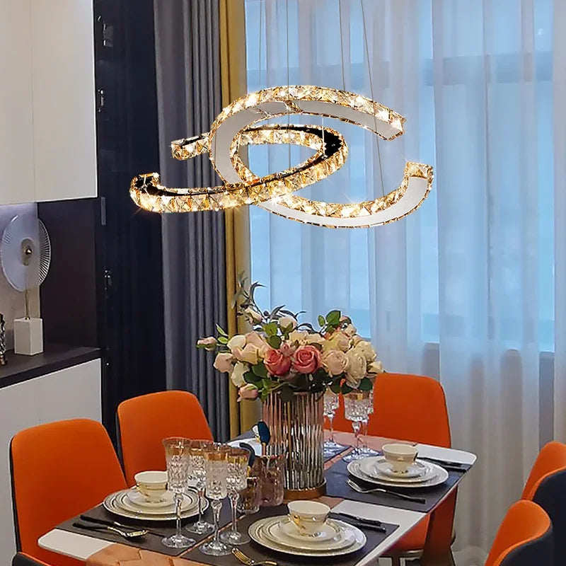 Modern Crystal Chandelier LED Pendant Light for Home, Living Room, Restaurant