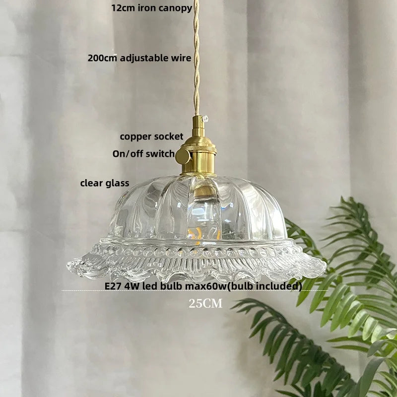 Walnut Flower Glass LED Pendant Chandelier Modern Nordic Hang Lamp