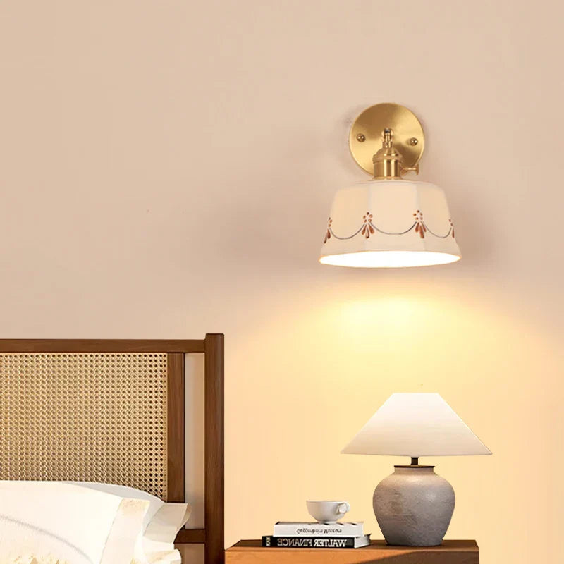 LED Ceramic Wall Lamp - Pull Chain Switch, Rotating Up Down Light