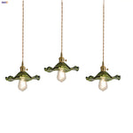 Green Flower Glass Pendant Light - Modern Kitchen Bar Restaurant Hanging Lamp