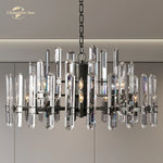 Brass Chrome Black Metal LED Crystal Chandeliers Pendant Lamps for Bedroom & Living Room