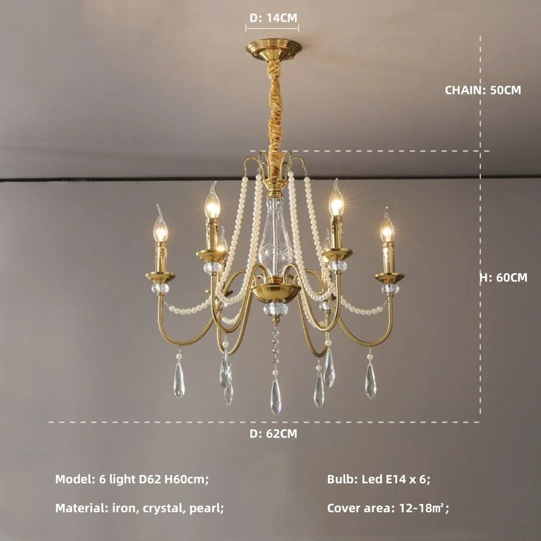 Luxury Crystal Chandelier Foyer Pendant Light American Style Home Decor