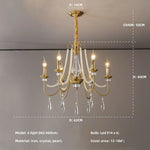 Luxury Crystal Chandelier Foyer Pendant Light American Style Home Decor