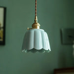 Afralia™ Lotus Flower Ceramic LED Pendant Lampshade for Home Decor