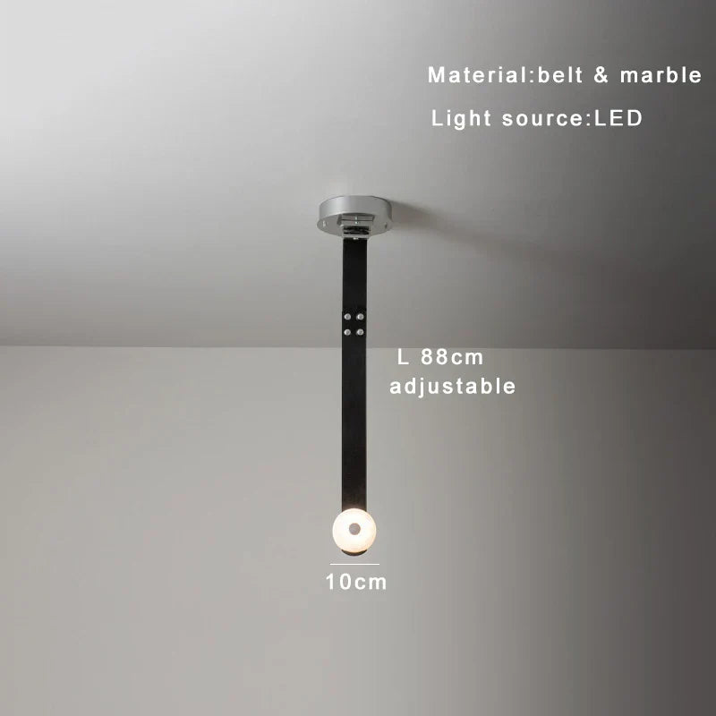 Soft Leather Marble Chandelier: Luxury Dimmable Lighting Fixture for Living Room or Cafe.