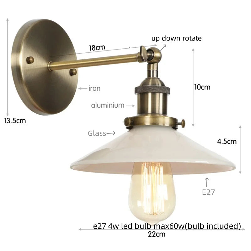 LED Wall Lights: Industrial Style Bedside Lamp for Kitchen, Reading, Cafe - White Class