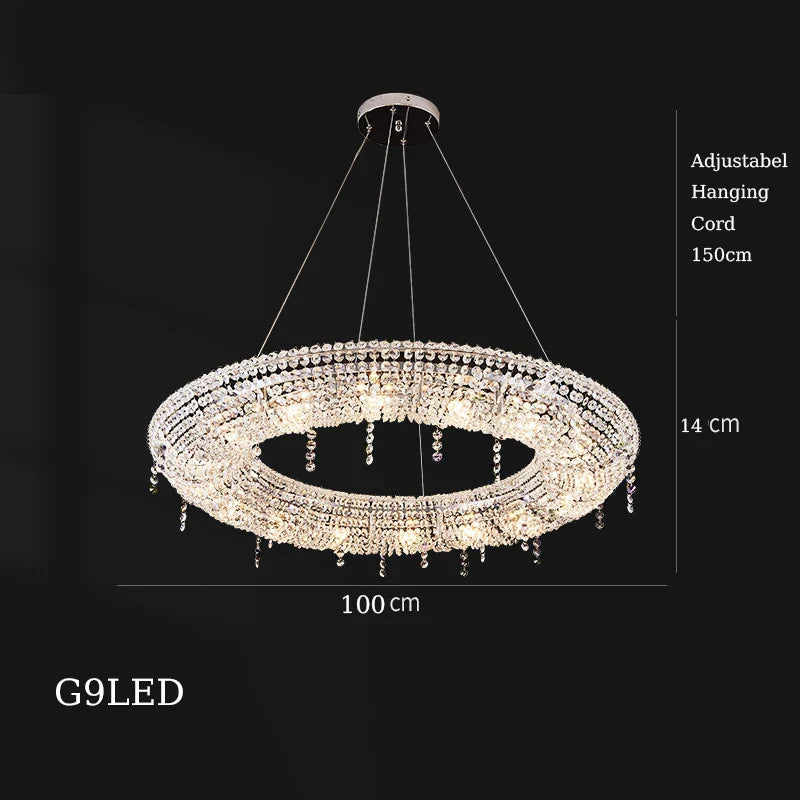 Crystal Pendant Chandelier: Modern Dimmable Lighting for Living Room, Bedroom, Foyer