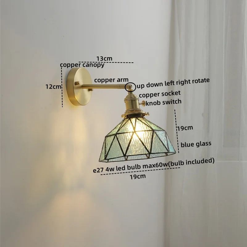Glass Copper LED Wall Lights Modern Style for Indoor Bedroom Living Room