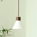 Afralia™ Ceramic LED Pendant Light Fixture Minimalist Wood Decor Hanging Lamp