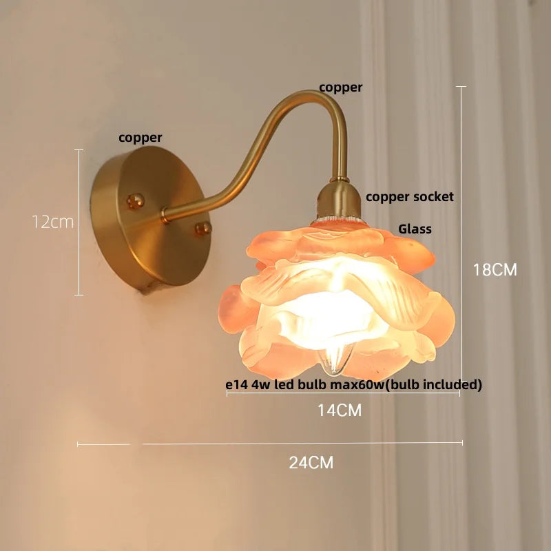 Brass LED Wall Lights Pull Chain Switch Clear Glass Modern Vanity Mirror Light