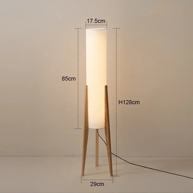 Solid Wood Floor Lamp with Fabric Shade