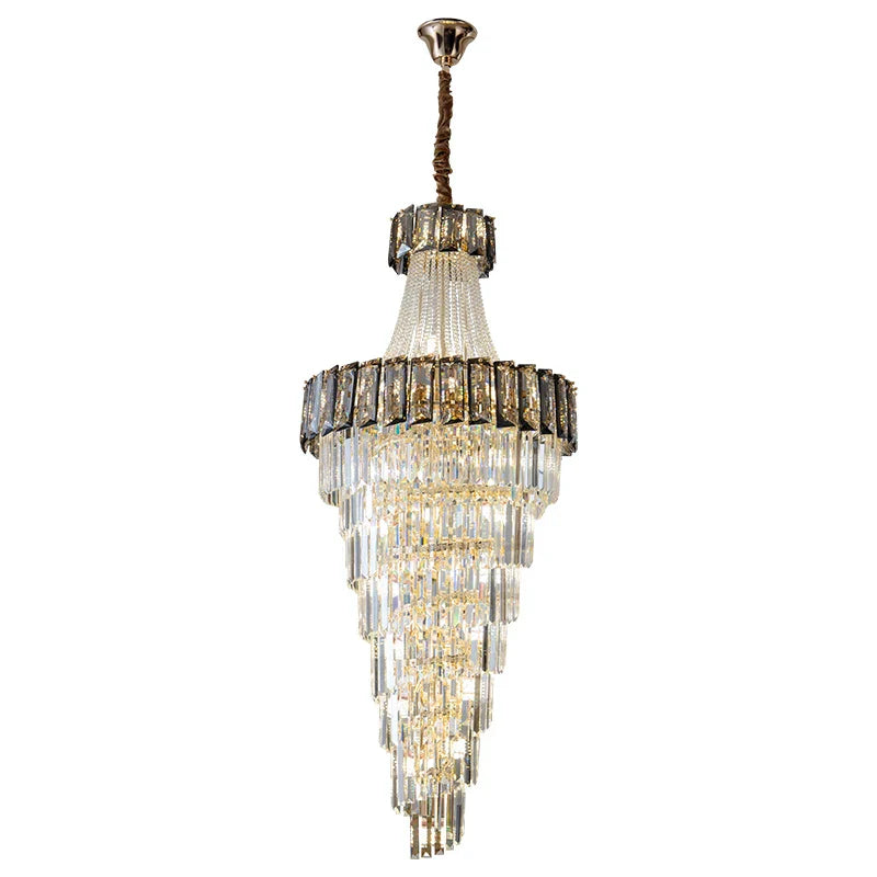 Elegant Crystal Chandelier for Duplex Spiral Staircase and Living Room