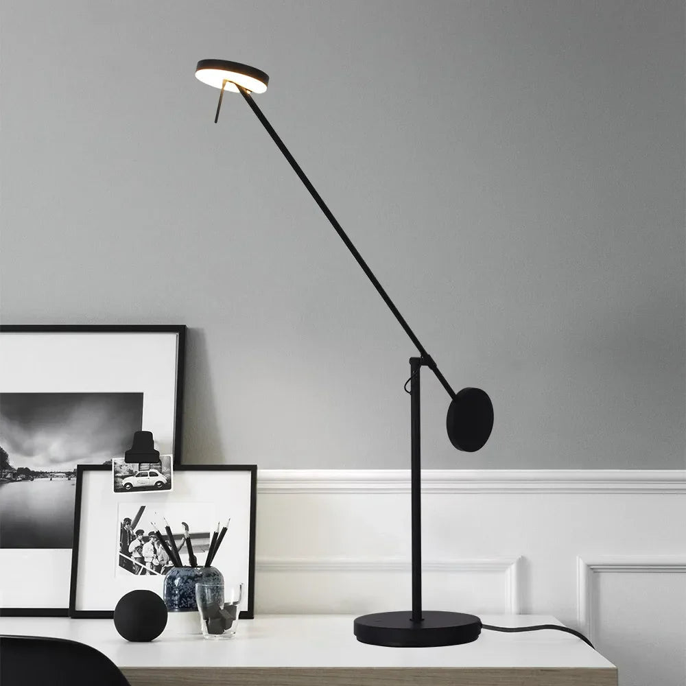 Industrial Swing Arm Table Lamp - Modern Lighting for Living/Bedroom, Office, Study