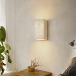 Afralia™ Yellow Travertine Block Stone LED Wall Lamp for Living Room Decor