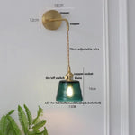 Clear Glass LED Wall Lights Brass E27 Pull Chain Switch Bedside Lamp