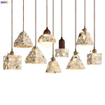 Terrazzo Half Circle LED Hanging Pendant Light Vintage Japanese Style