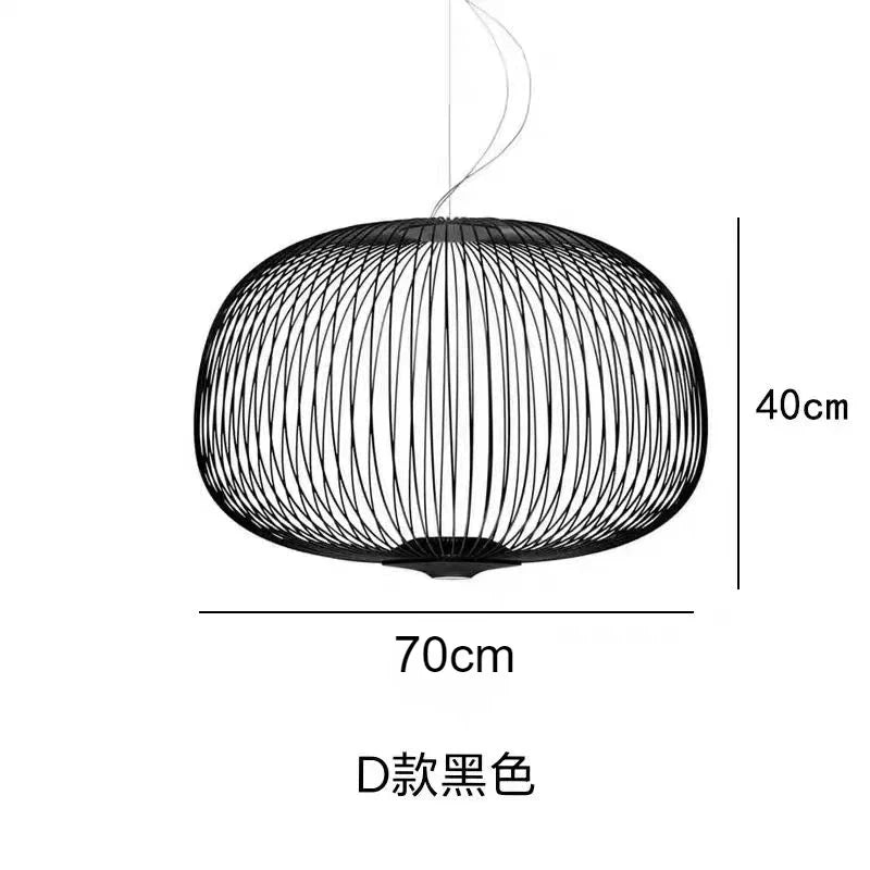 Spokes Pendant: Minimalist Birdcage Hanging Light for Villa, Lobby, Staircase & Home Decor